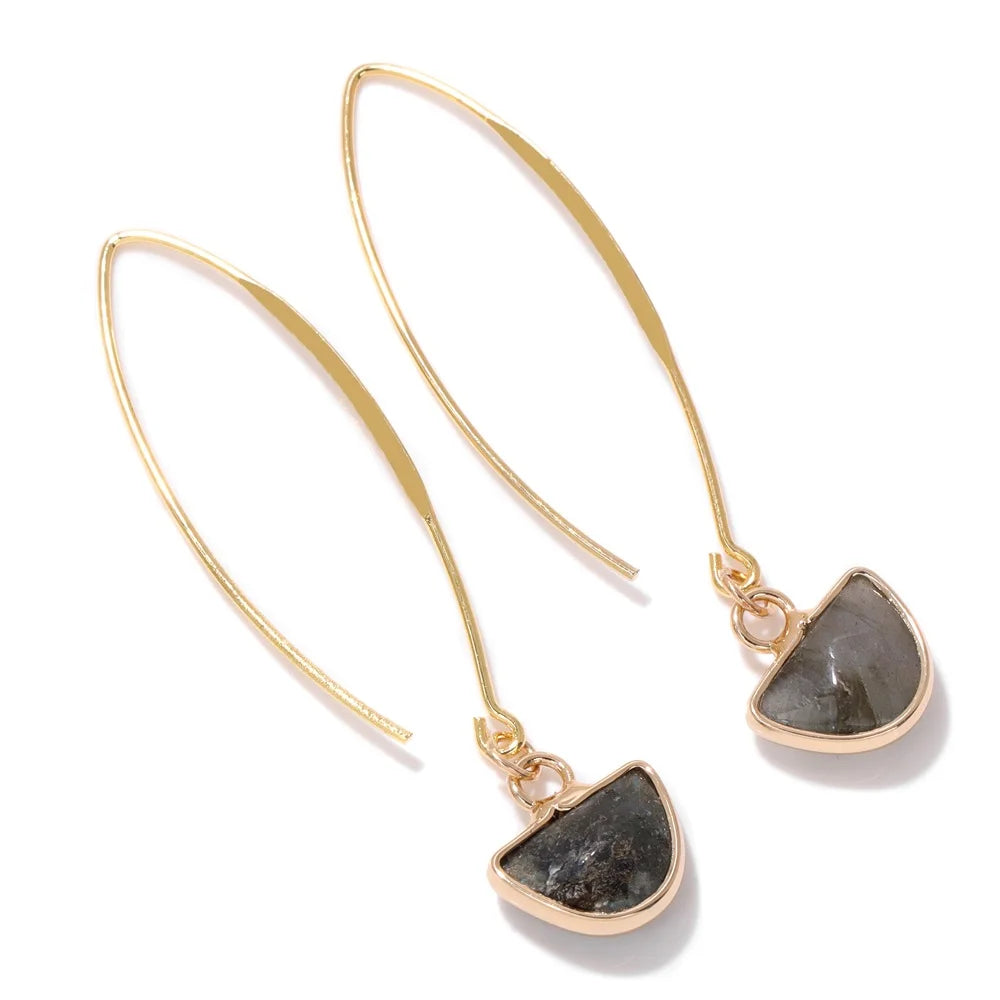 Crystal Faceted Teardrop Gold Earrings Green Witch Creations