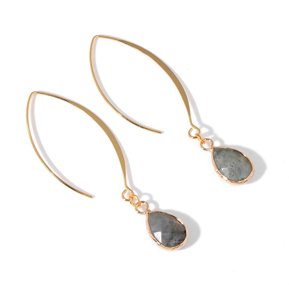 Crystal Faceted Teardrop Gold Earrings Green Witch Creations