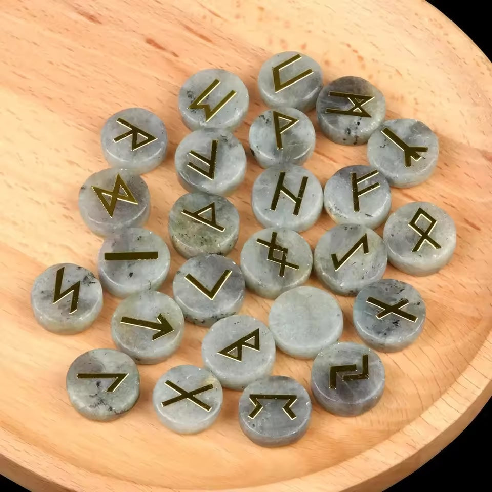 Round Crystal Runes Green Witch Creations