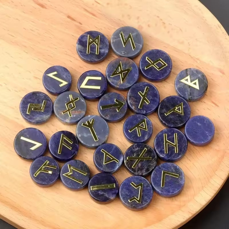 Round Crystal Runes Green Witch Creations