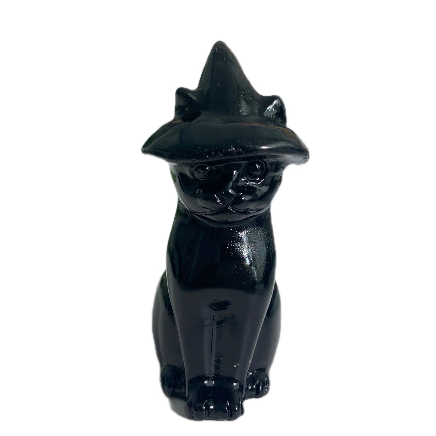 Obsidian Cat Witch Hat Statue Green Witch Creations