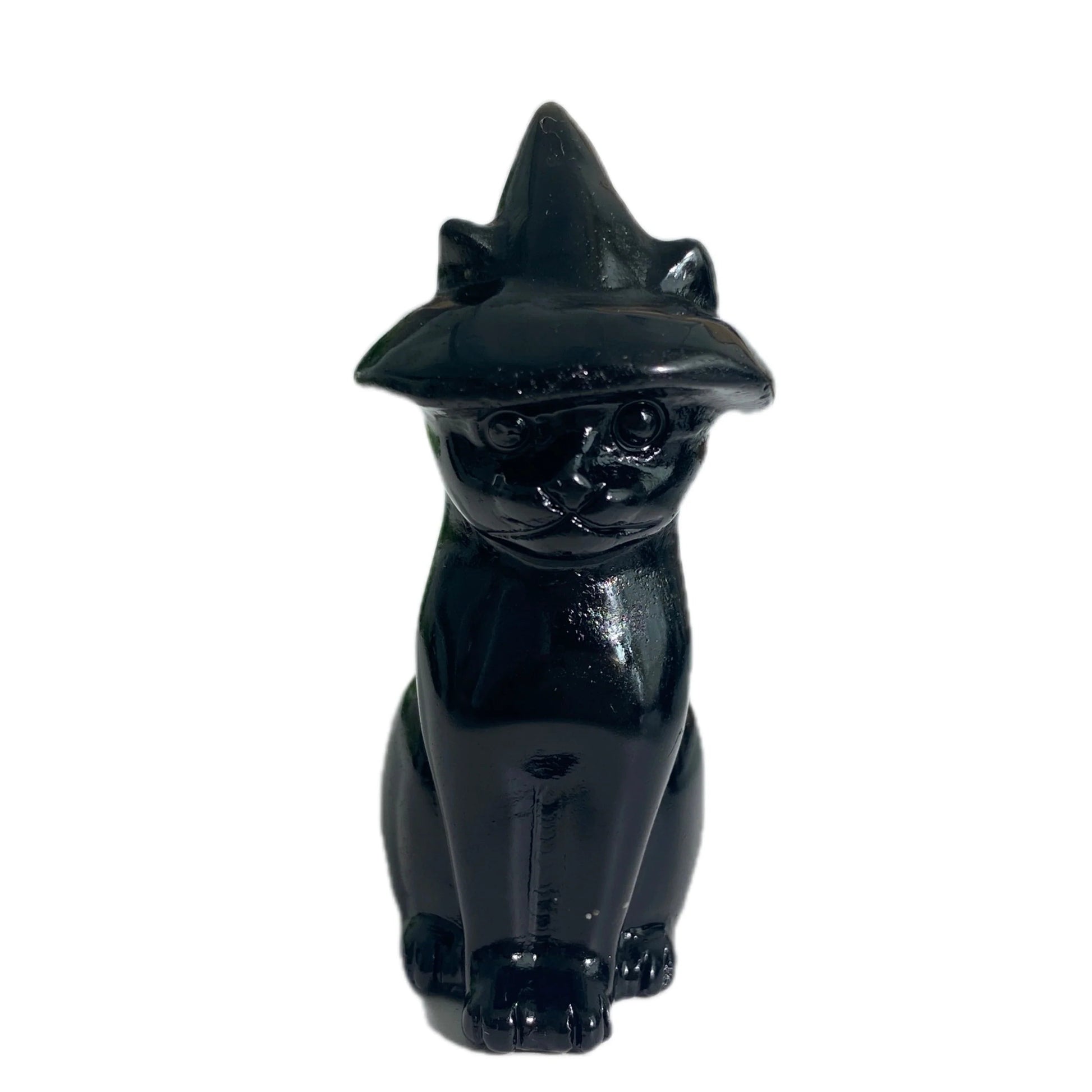 Obsidian Cat Witch Hat Statue Green Witch Creations