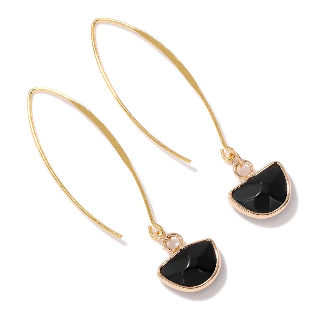 Crystal Faceted Teardrop Gold Earrings Green Witch Creations