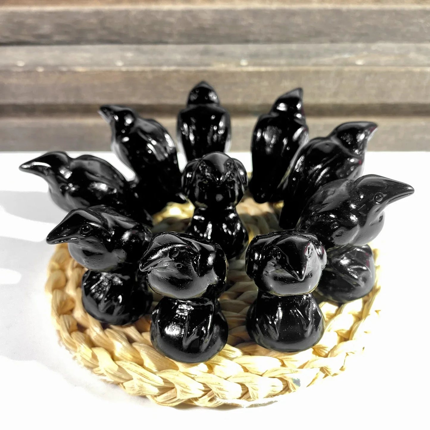 Obsidian Raven Statue Green Witch Creations