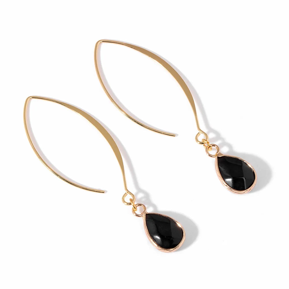 Crystal Faceted Teardrop Gold Earrings Green Witch Creations