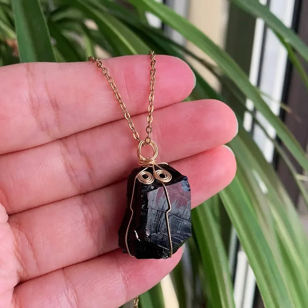 Raw Crystal Wire Wrap Gold Necklaces Green Witch Creations