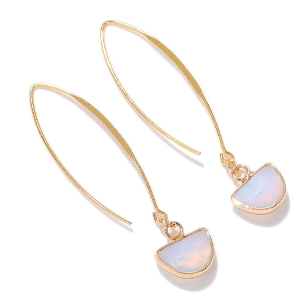 Crystal Faceted Teardrop Gold Earrings Green Witch Creations