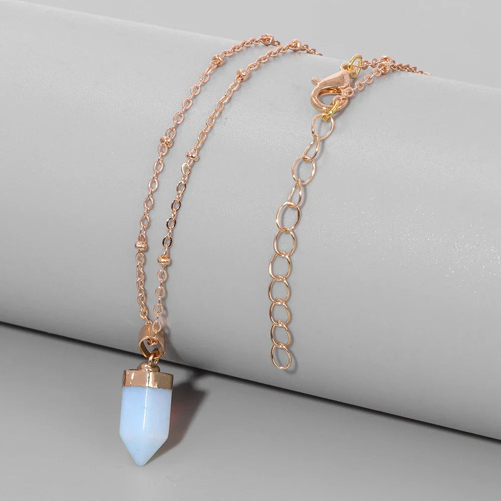 Crystal Point Gold Pendant Necklaces Green Witch Creations