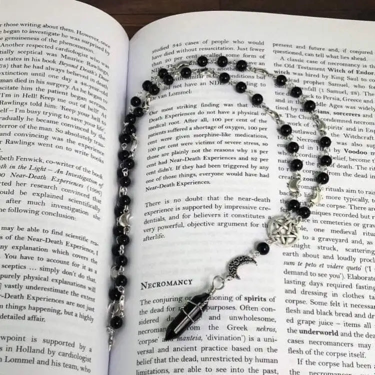 Pentacle Moon Onyx Bead Necklace Green Witch Creations