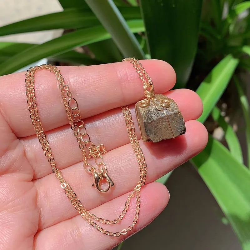 Raw Crystal Wire Wrap Gold Necklaces Green Witch Creations