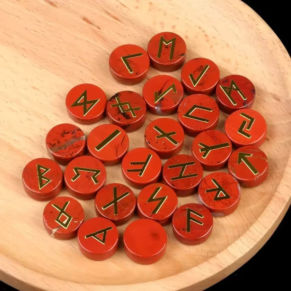Round Crystal Runes Green Witch Creations