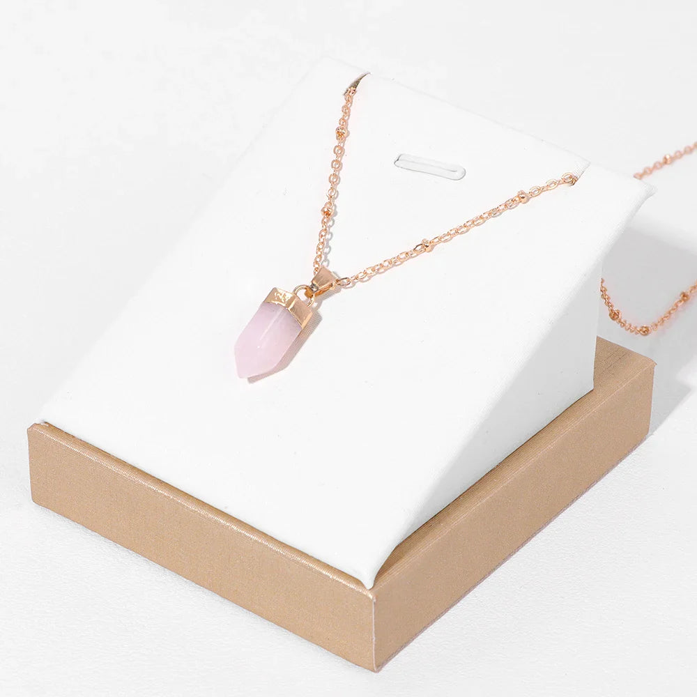 Crystal Point Gold Pendant Necklaces Green Witch Creations