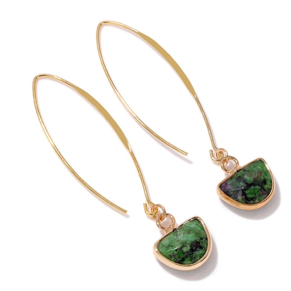 Crystal Faceted Teardrop Gold Earrings Green Witch Creations