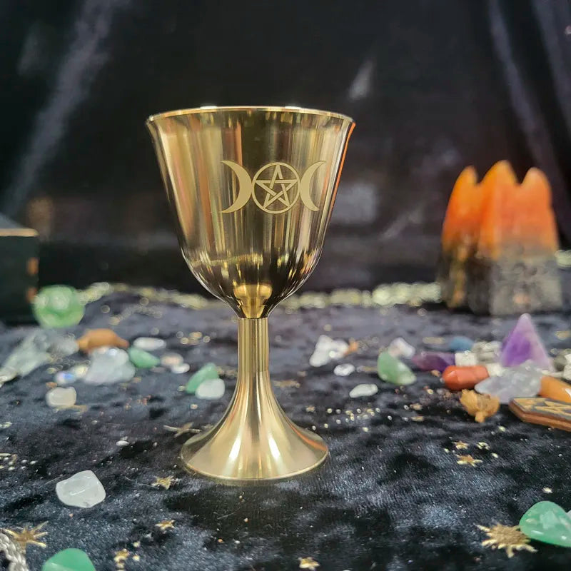 Goddess & Triple Moon Gold Chalices Green Witch Creations