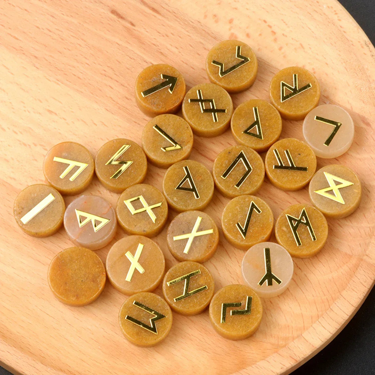Round Crystal Runes Green Witch Creations