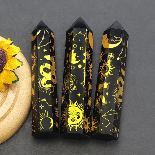 Snake, Sun, Moon, Star Crystal Tower Obelisks Green Witch Creations
