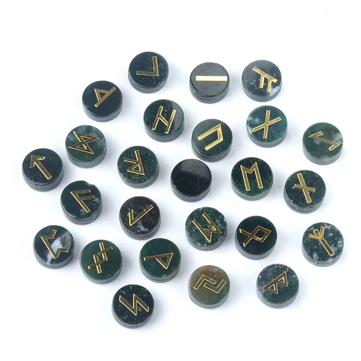 Round Crystal Runes Green Witch Creations