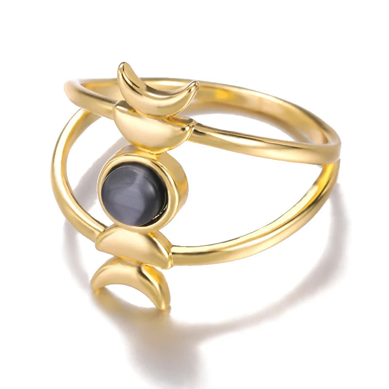 Sheen Obsidian Moon Phase Ring Green Witch Creations