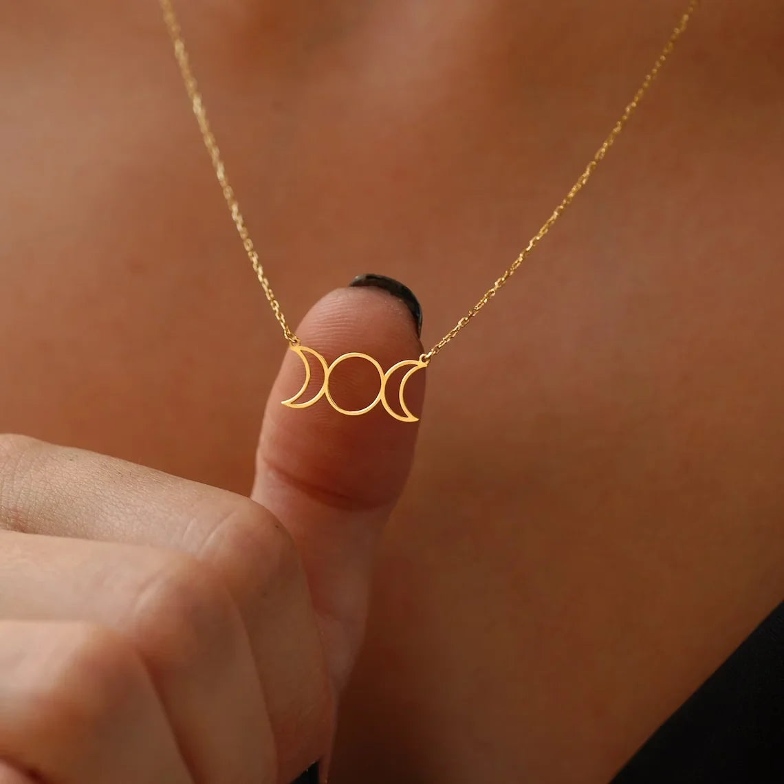 Triple Moon Goddess Necklace Green Witch Creations