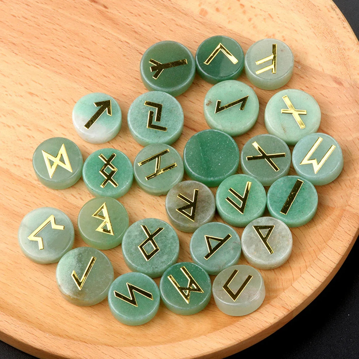 Round Crystal Runes Green Witch Creations