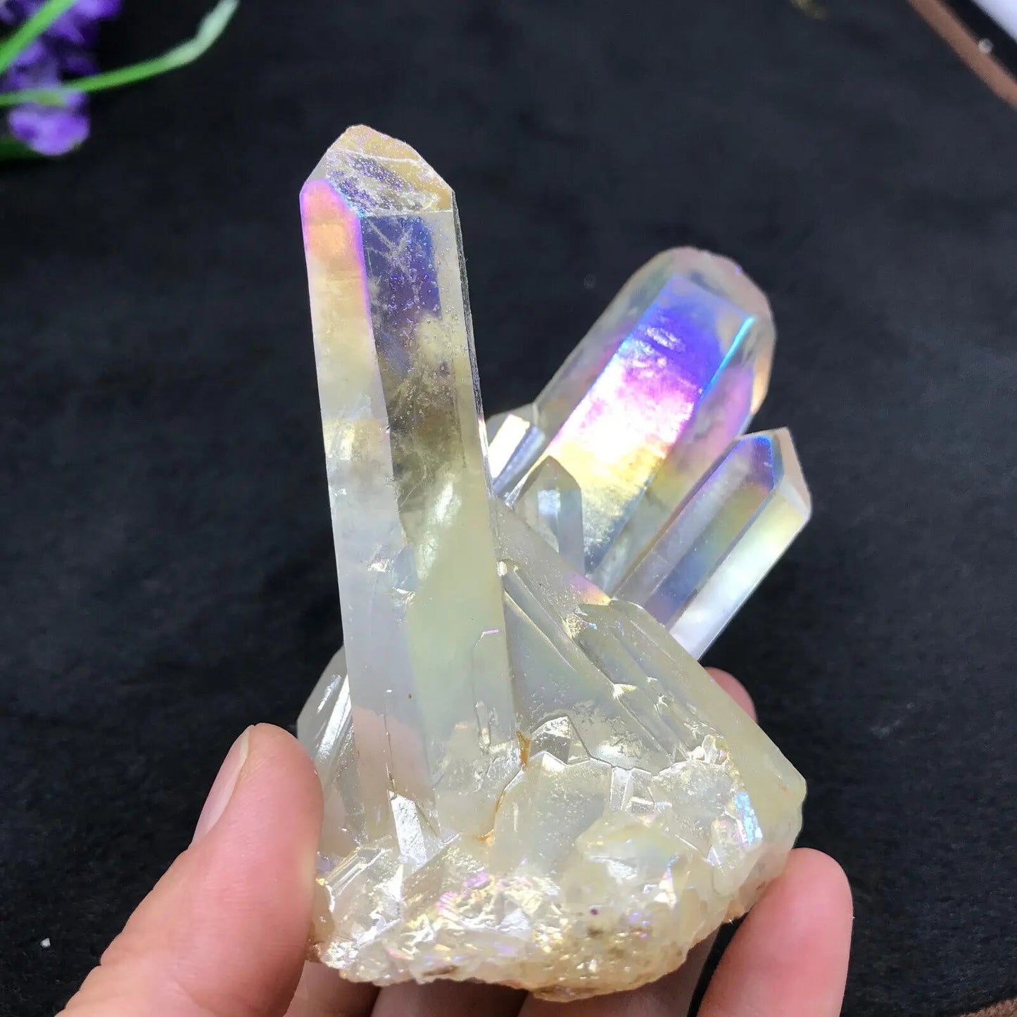 Rainbow Angel Aura Quartz Crystal Cluster Green Witch Creations