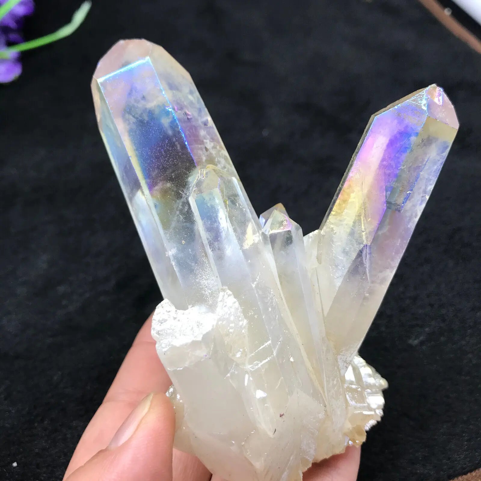 Rainbow Angel Aura Quartz Crystal Cluster Green Witch Creations