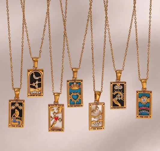 Gold Tarot Card Necklaces Green Witch Creations
