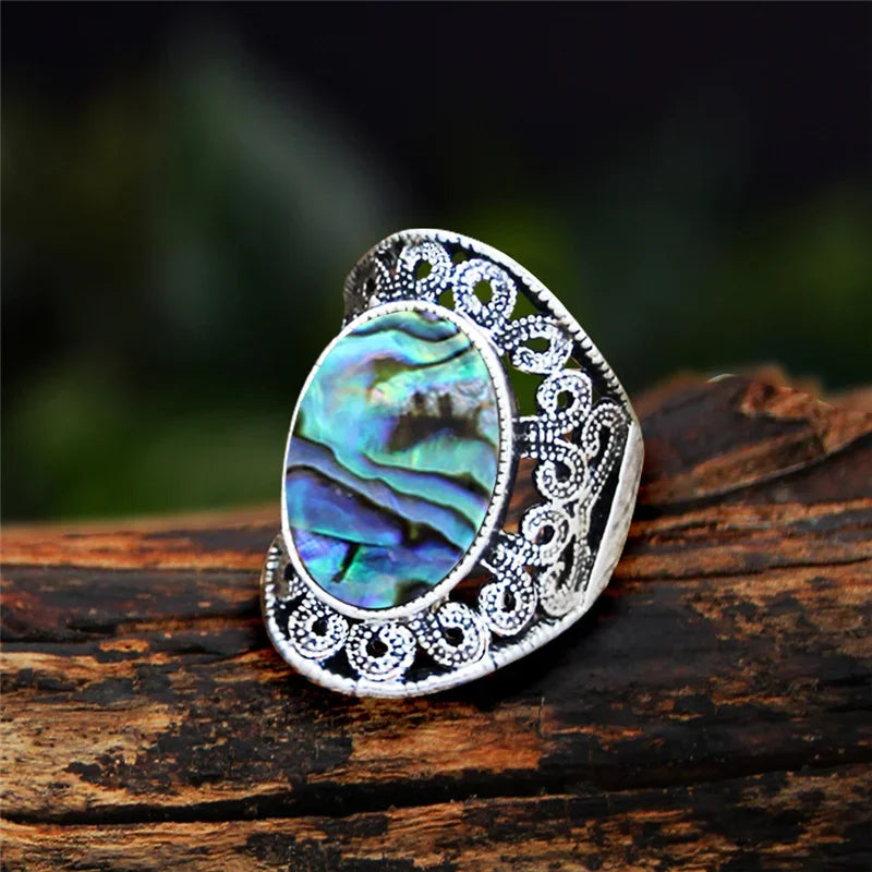 Stone Oval Vintage Design Rings Green Witch Creations