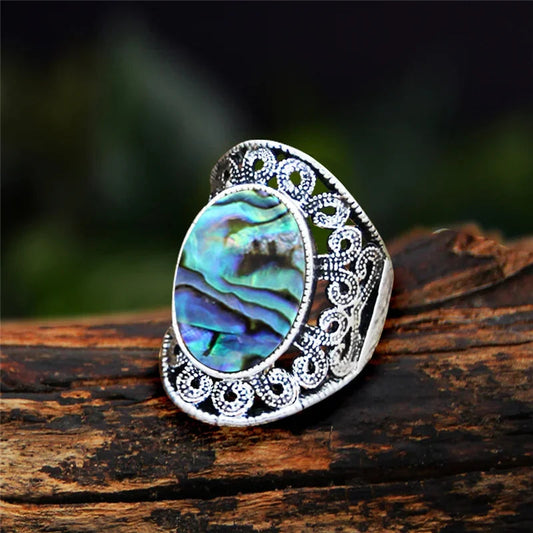 Stone Oval Vintage Design Rings Green Witch Creations