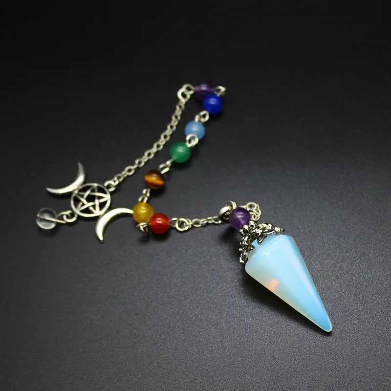 Triple Moon Pentacle Chakra Pendulums Green Witch Creations