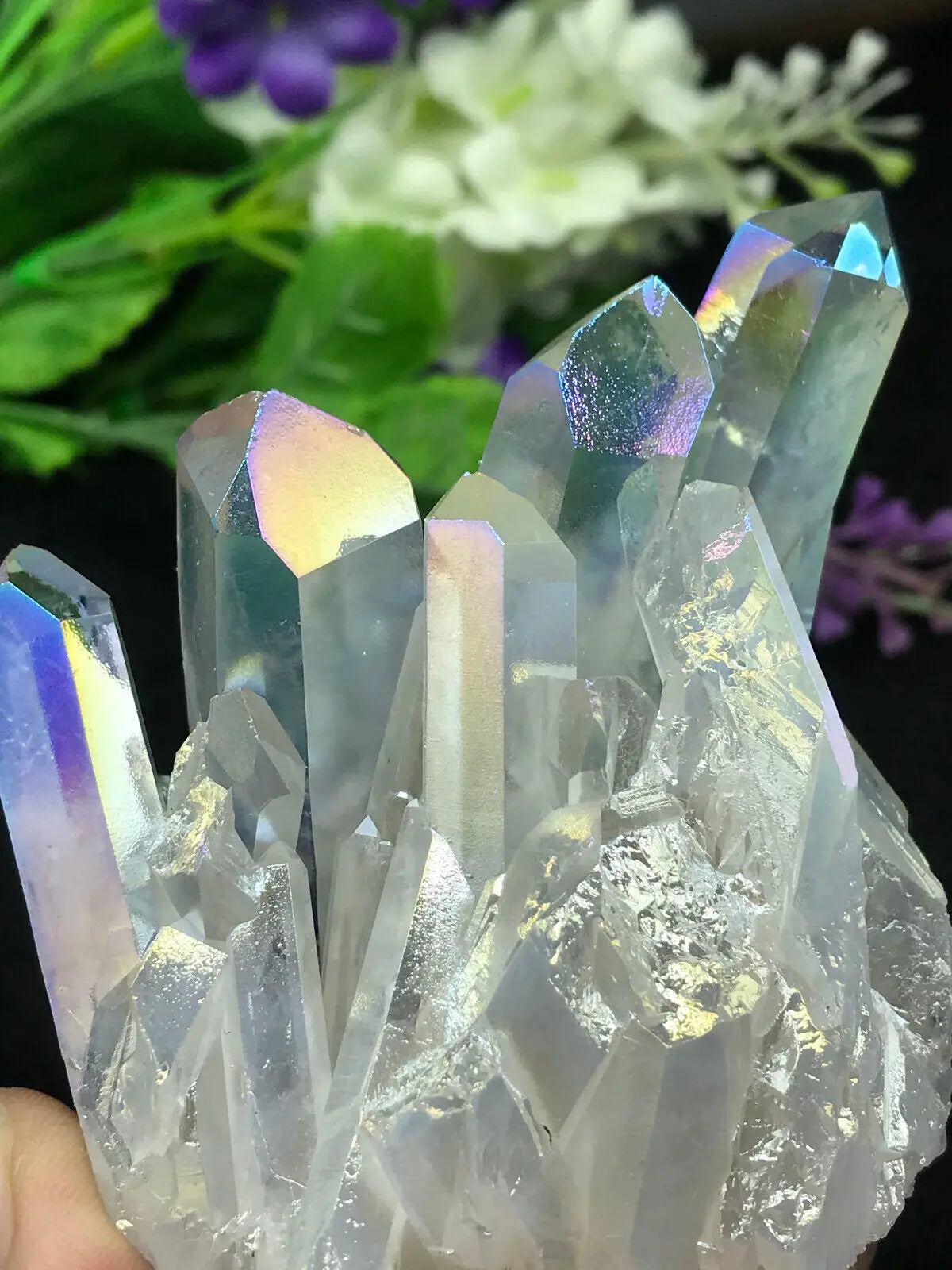 Rainbow Angel Aura Quartz Crystal Cluster Green Witch Creations