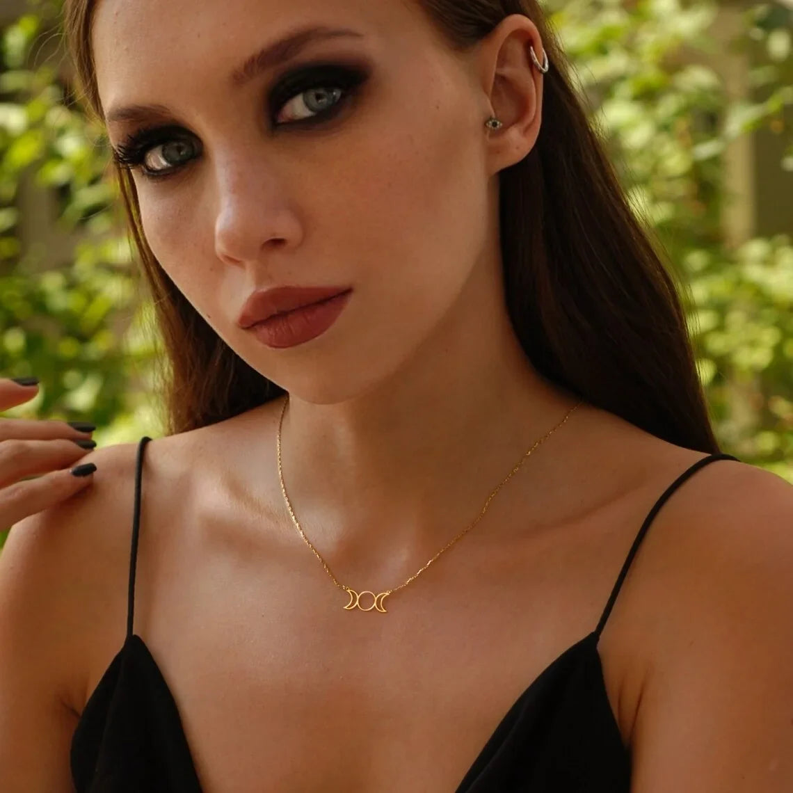 Triple Moon Goddess Necklace Green Witch Creations