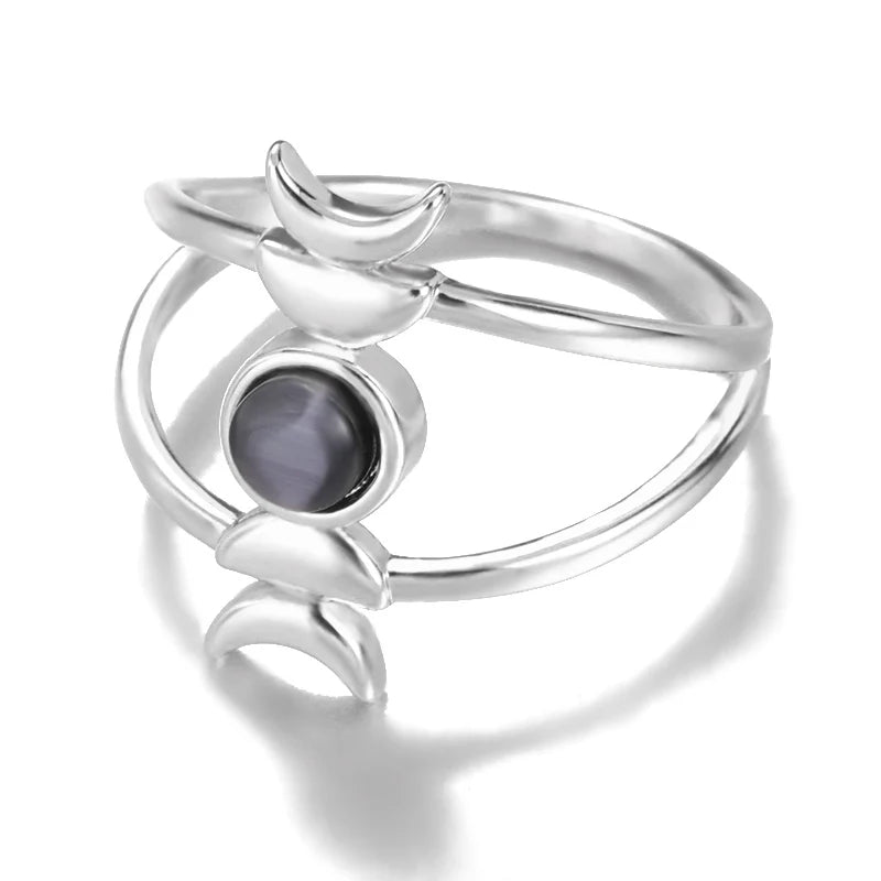 Sheen Obsidian Moon Phase Ring Green Witch Creations