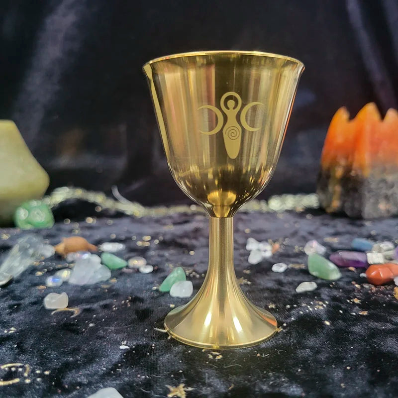 Goddess & Triple Moon Gold Chalices Green Witch Creations