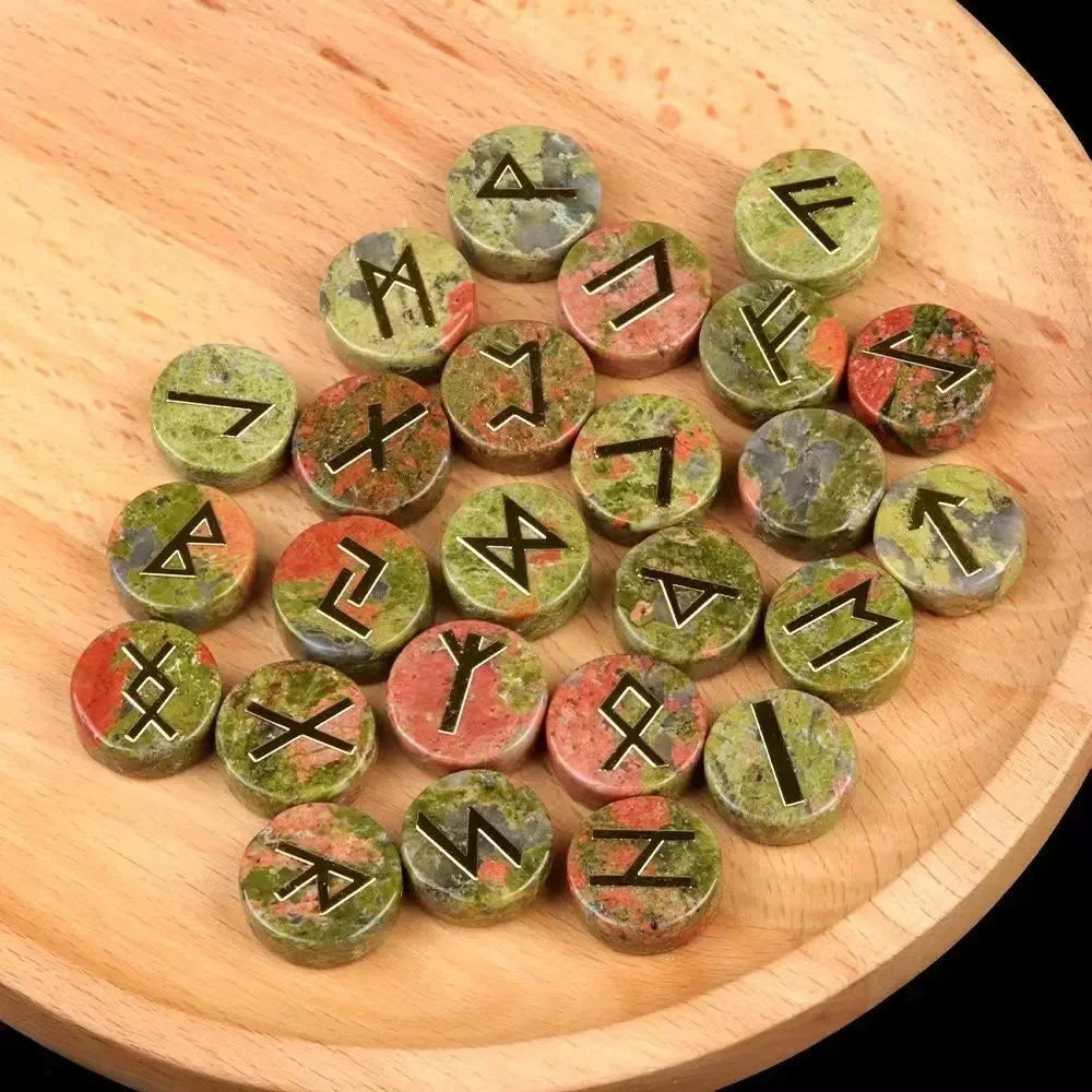 Round Crystal Runes Green Witch Creations