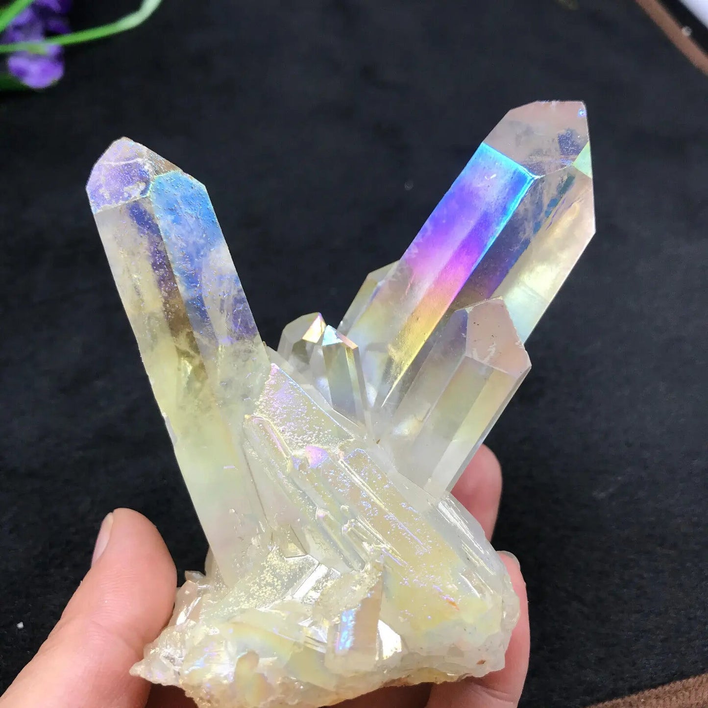 Rainbow Angel Aura Quartz Crystal Cluster Green Witch Creations