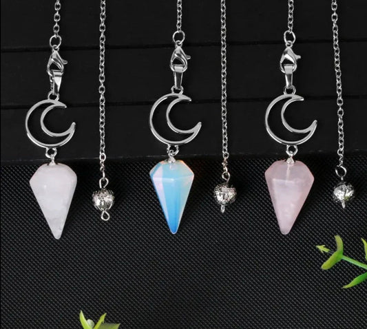 Crystal Crescent Moon Pendulums Green Witch Creations
