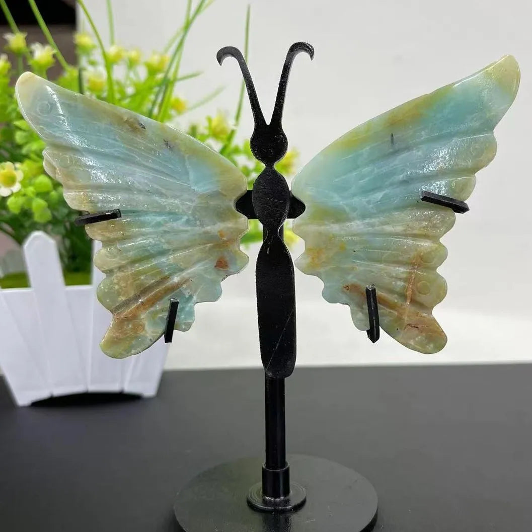 Crystal Butterfly Wings on Black Stand Green Witch Creations