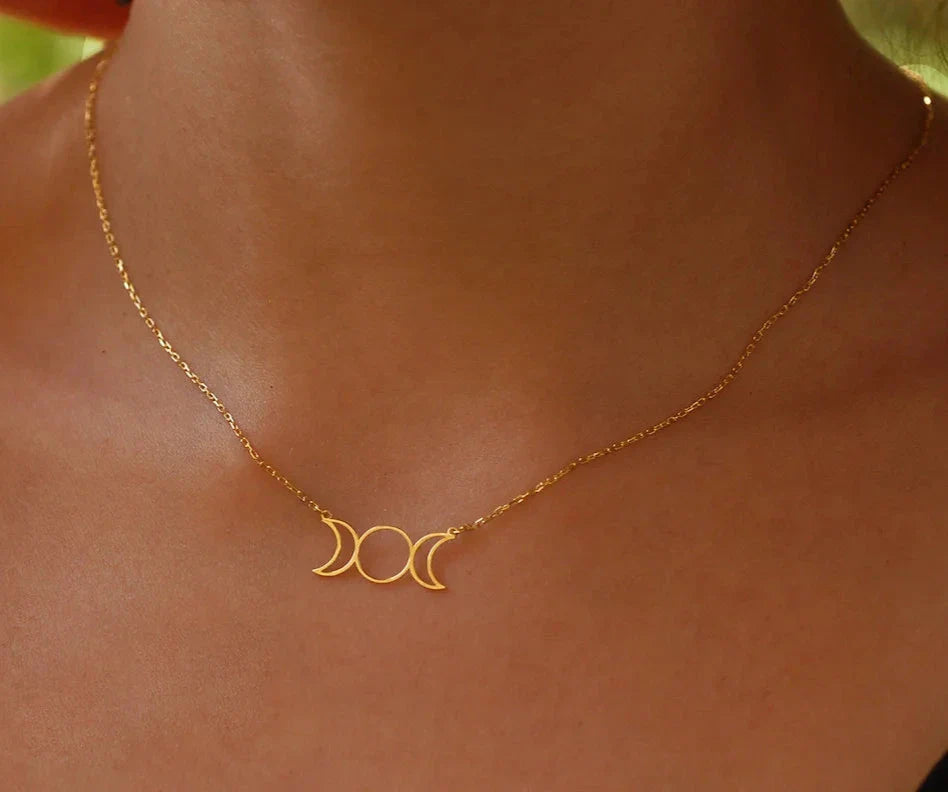 Triple Moon Goddess Necklace Green Witch Creations