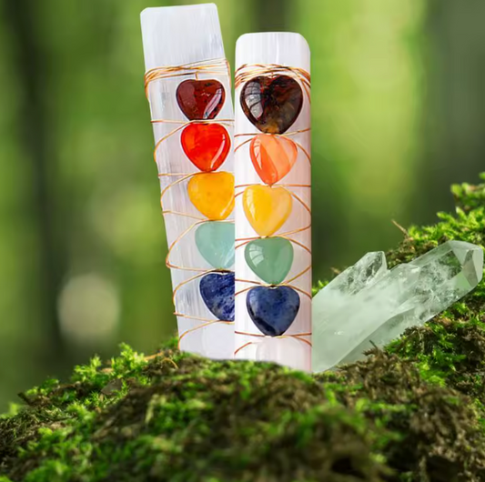 Chakra Heart Selenite Wand Green Witch Creations
