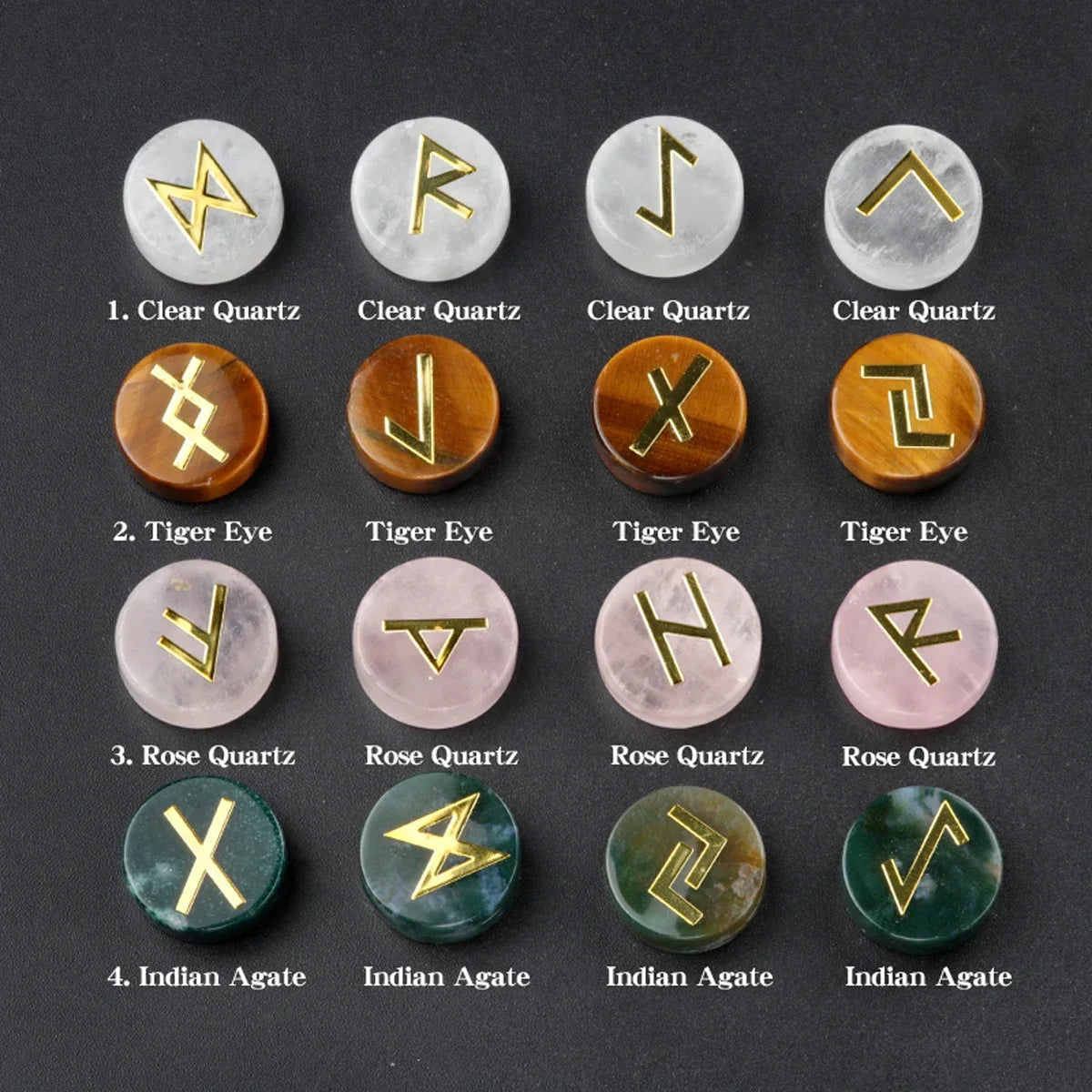 Round Crystal Runes Green Witch Creations