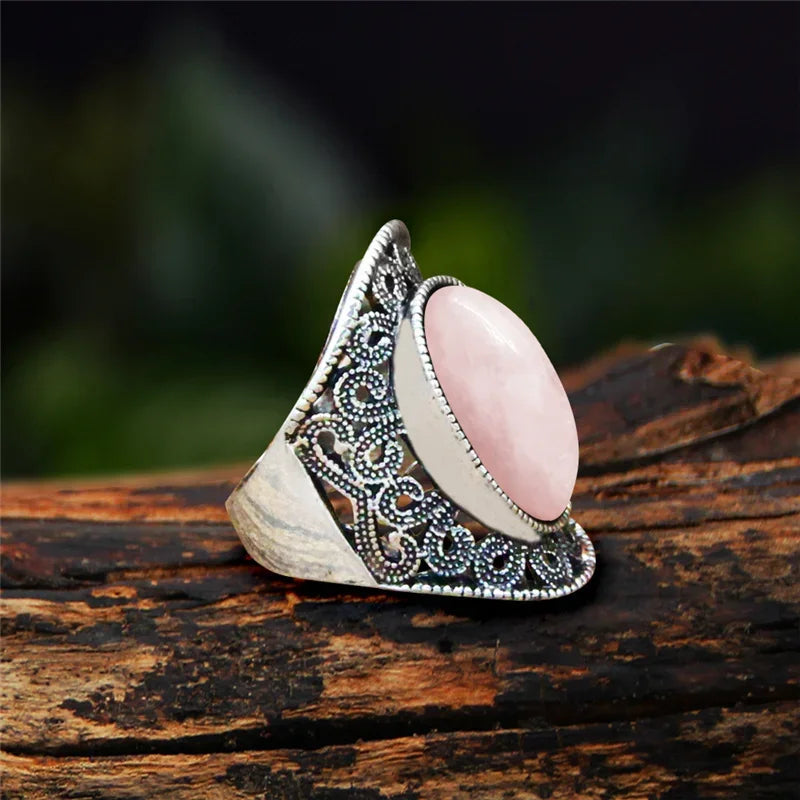 Stone Oval Vintage Design Rings Green Witch Creations