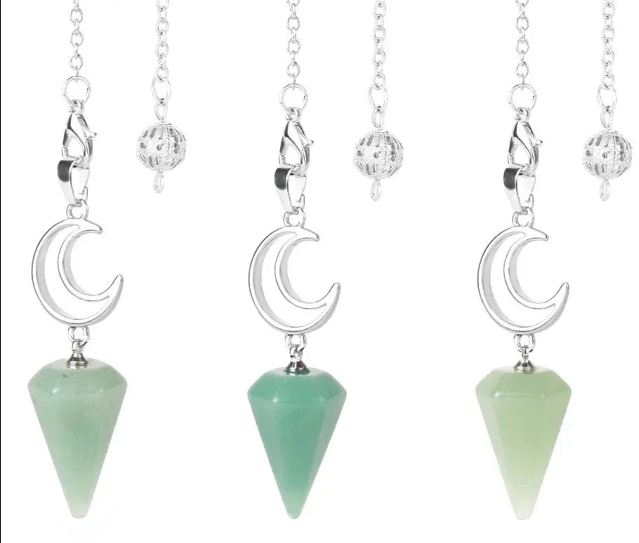 Crystal Crescent Moon Pendulums Green Witch Creations