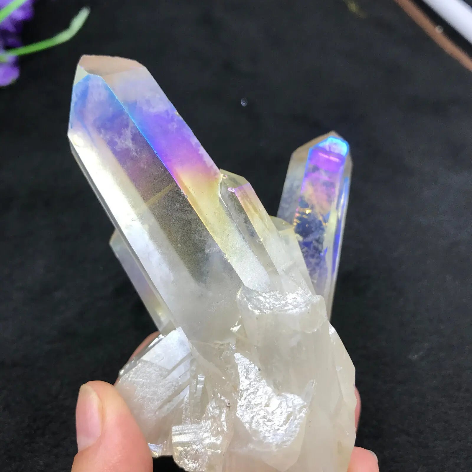 Rainbow Angel Aura Quartz Crystal Cluster Green Witch Creations