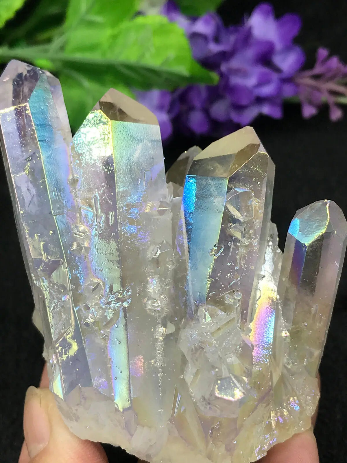 Rainbow Angel Aura Quartz Crystal Cluster Green Witch Creations
