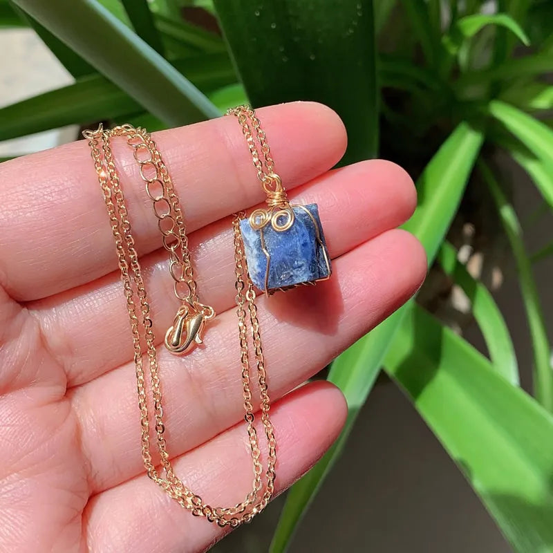 Raw Crystal Wire Wrap Gold Necklaces Green Witch Creations