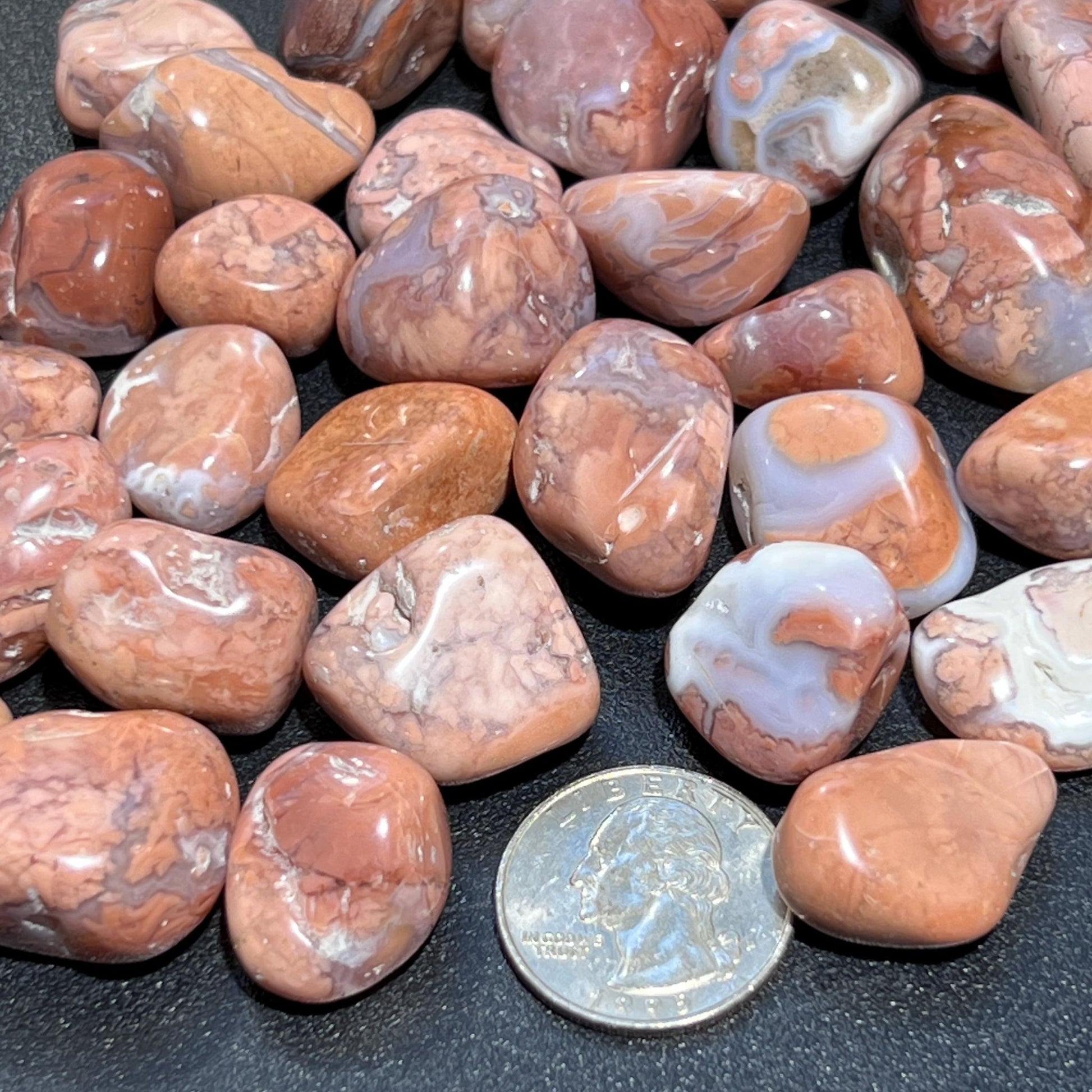 Pink Peach Petal Agate Tumbled Stones (By The Piece Or Pound) Wholesale - Solar Luxe Metaphysical Store