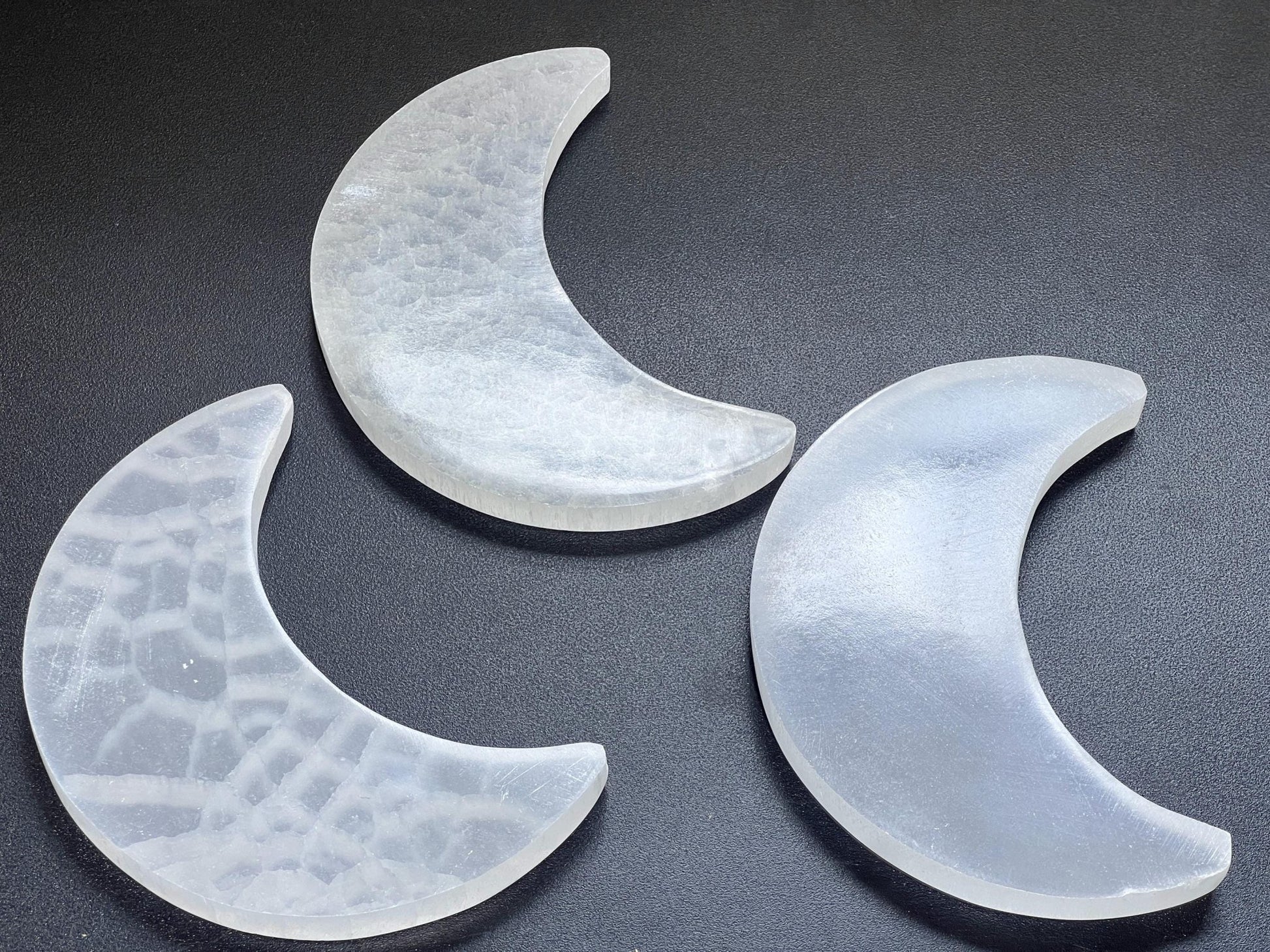 Selenite Crystal Crescent Moon Plate (6 Inches) Carving - Solar Luxe Metaphysical Store