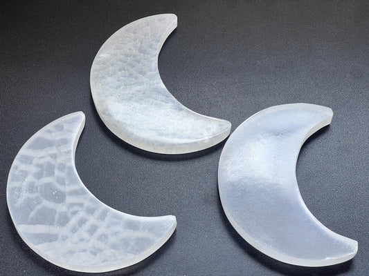 Selenite Crystal Crescent Moon Plate (6 Inches) Carving Amazing Crystals