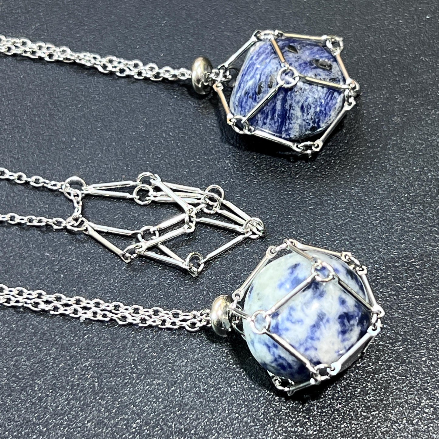 Crystal Gem Holder Necklace Pendant Set (24 Inch Stainless Steel Chain Cage) Interchangeable Jewelry Supply Amazing Crystals